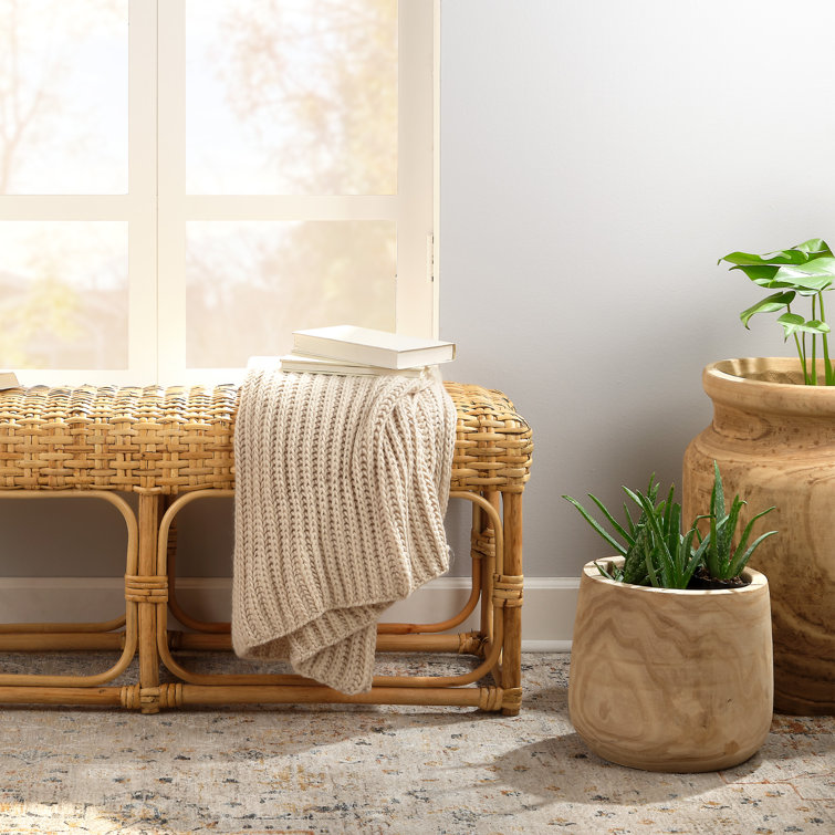 Hand-Carved Natural Wood Decorative Table Vase