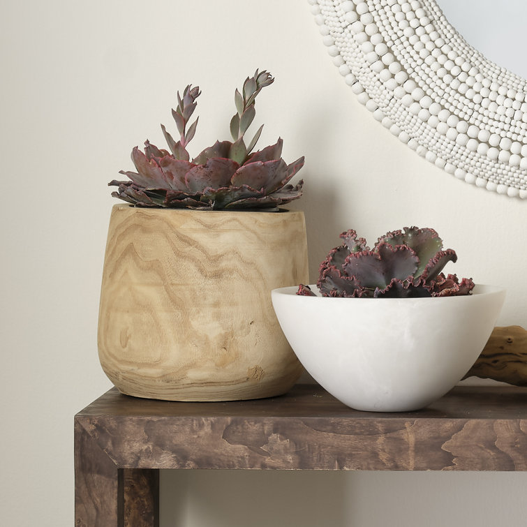 Hand-Carved Natural Wood Decorative Table Vase