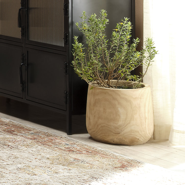 Hand-Carved Natural Wood Decorative Table Vase