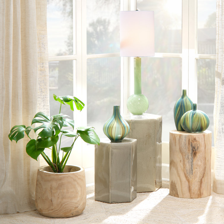 Hand-Carved Natural Wood Decorative Table Vase