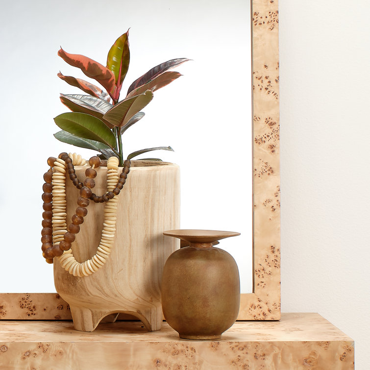 Hand-Carved Natural Wood Decorative Table Vase
