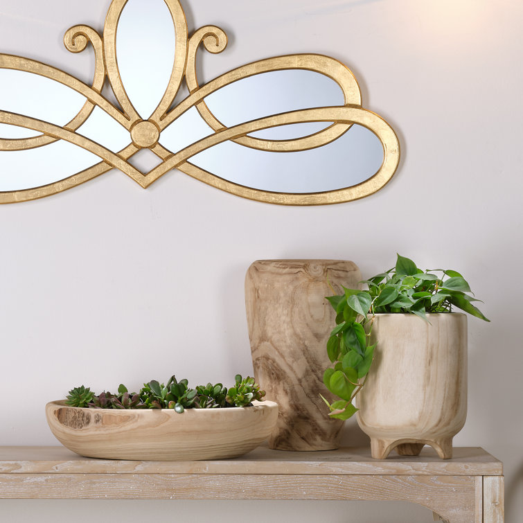 Hand-Carved Natural Wood Decorative Table Vase