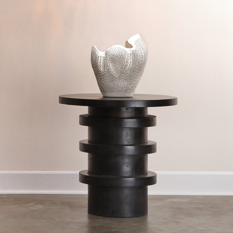 White Porcelain Decorative Table Vase with Perforated Design