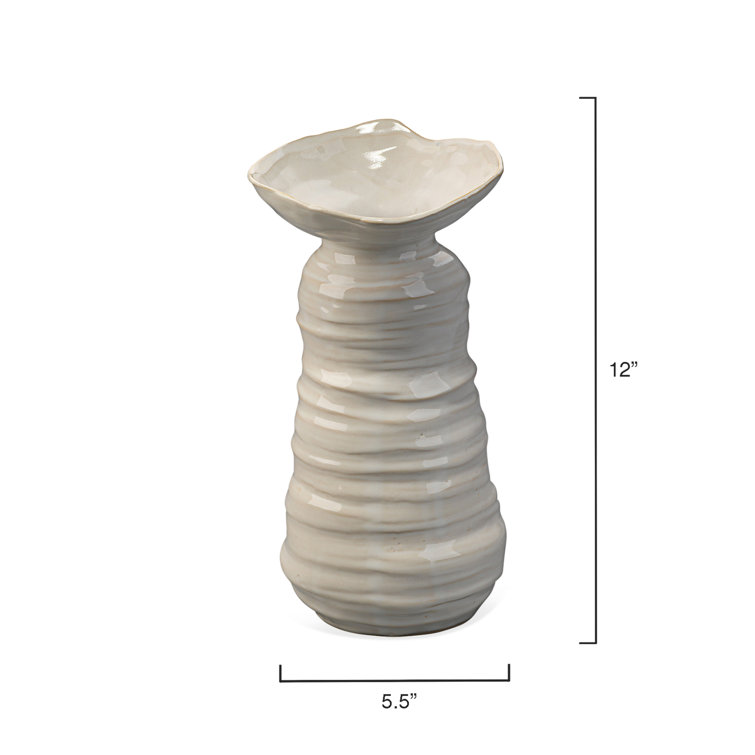 Pearl Cream Ceramic Textured Table Vase