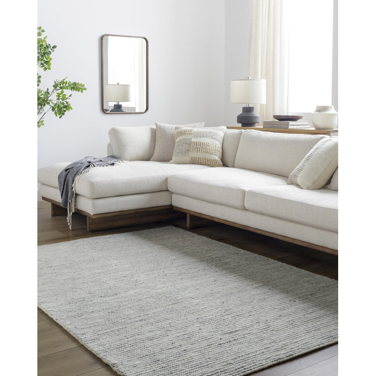 Handmade Gray Wool Rectangular 9' x 12' Rug