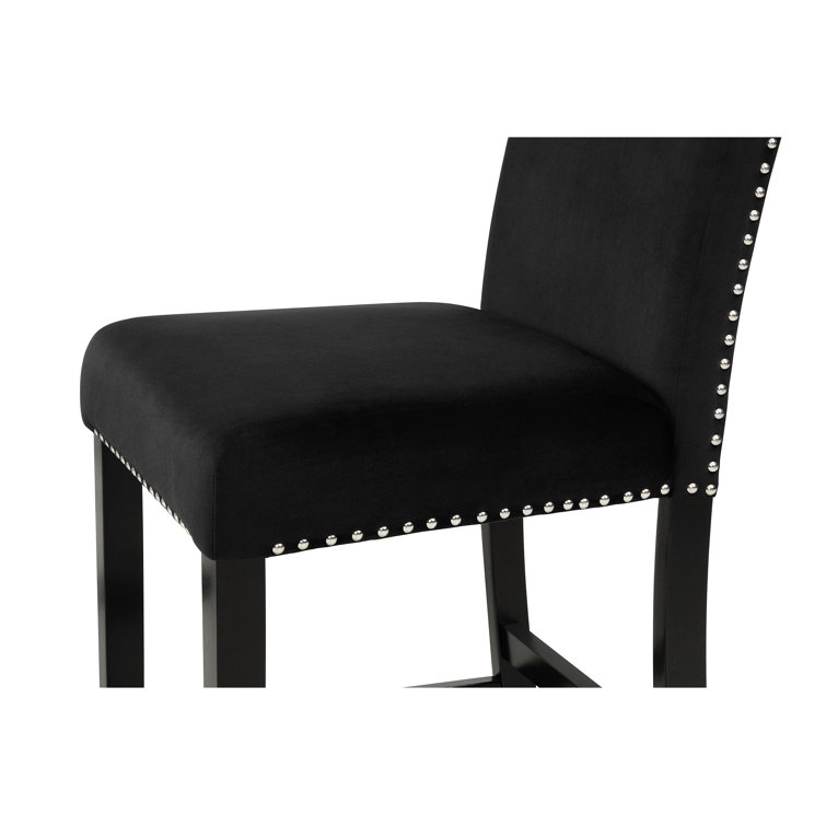Celeste 39.5" Black Velvet Upholstered Counter Chair with Silver Nailhead Trim