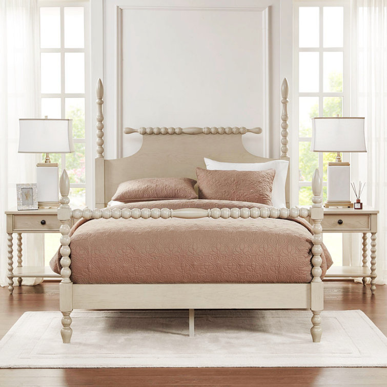 Natural Elegance Whitewash Wood Nightstand with Turned Legs