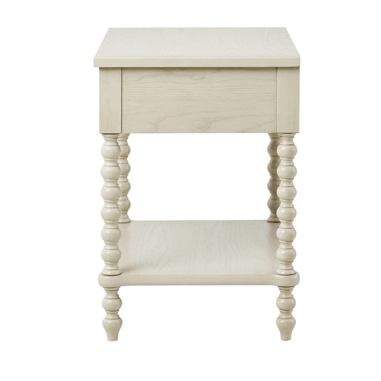 Natural Elegance Whitewash Wood Nightstand with Turned Legs