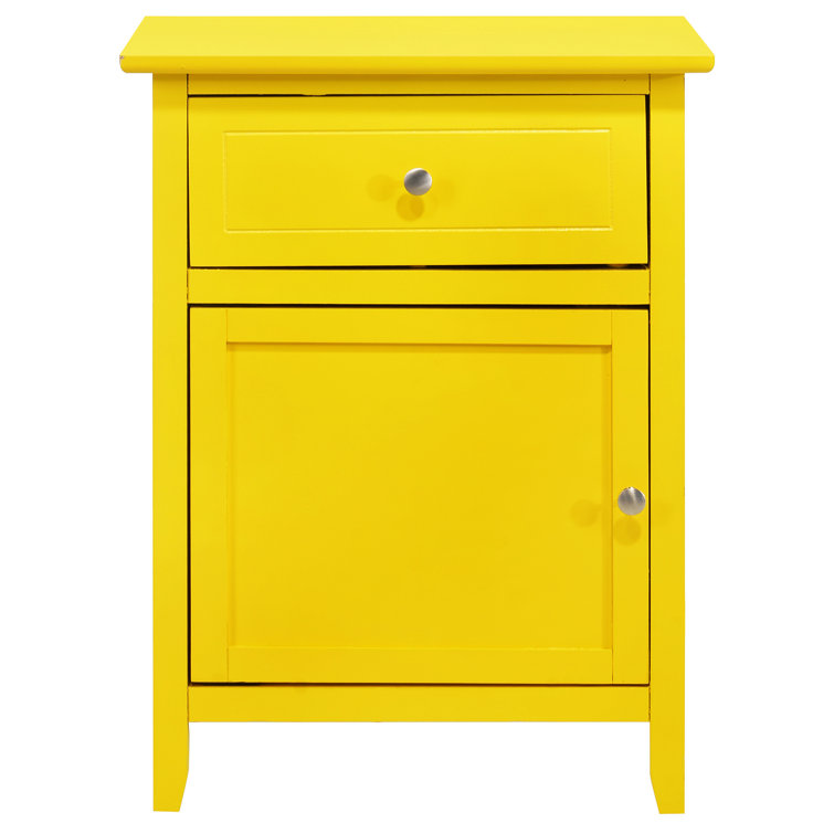 CoSoTower Modern Yellow Wood Veneer Nightstand with Storage