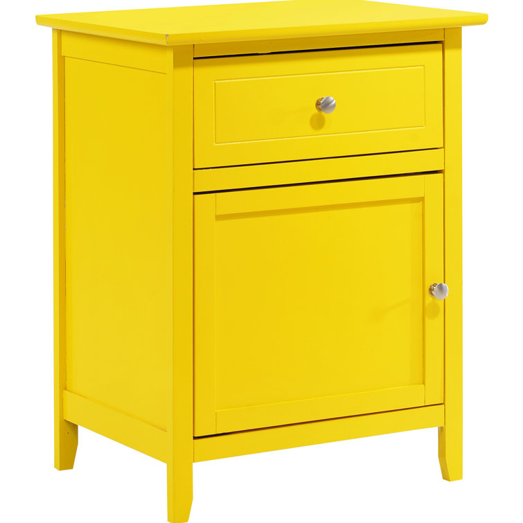 CoSoTower Modern Yellow Wood Veneer Nightstand with Storage