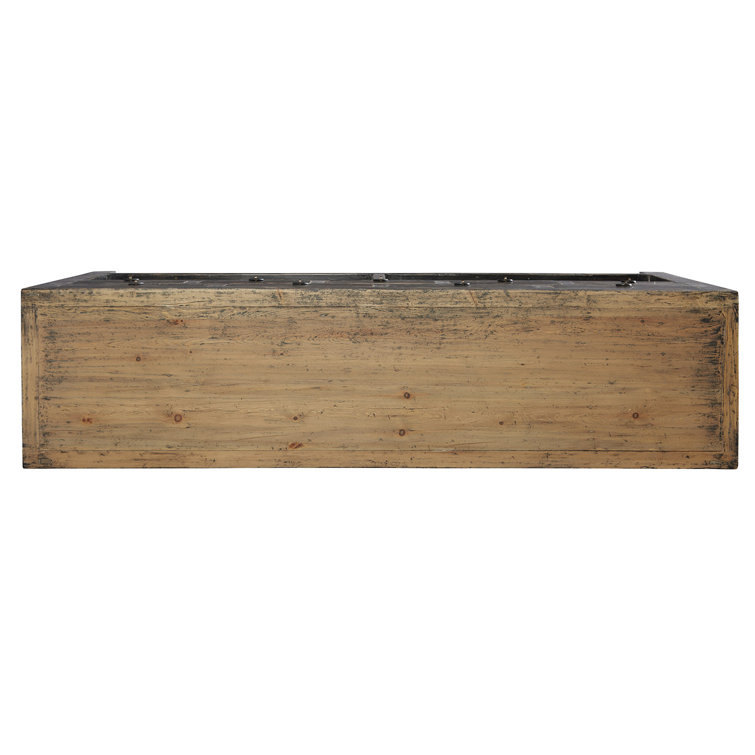 Antiqued Black 9-Drawer Wood Sideboard with Shelves
