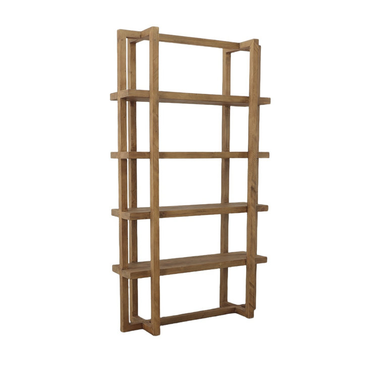 Tall Natural Pine Open Bookcase with Honey Stain