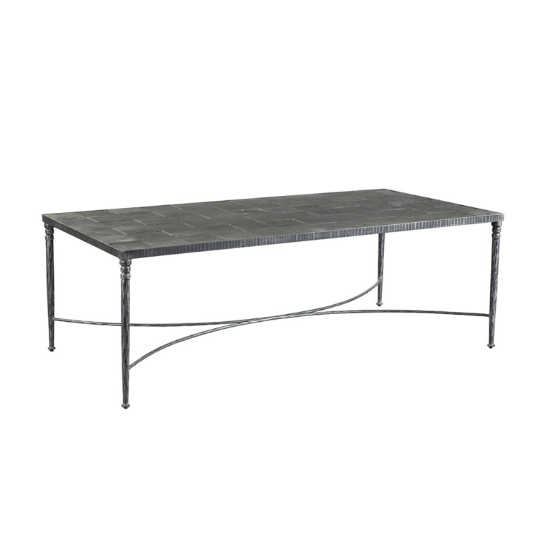 Large Black Slate and Metal Coffee Table