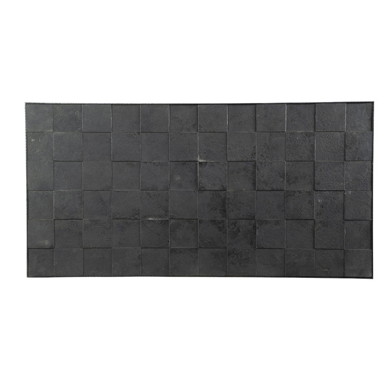 Large Black Slate and Metal Coffee Table