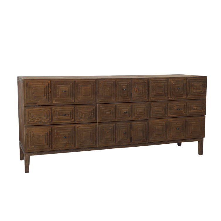 Preston 9-Drawer Solid Pine Wood Sideboard