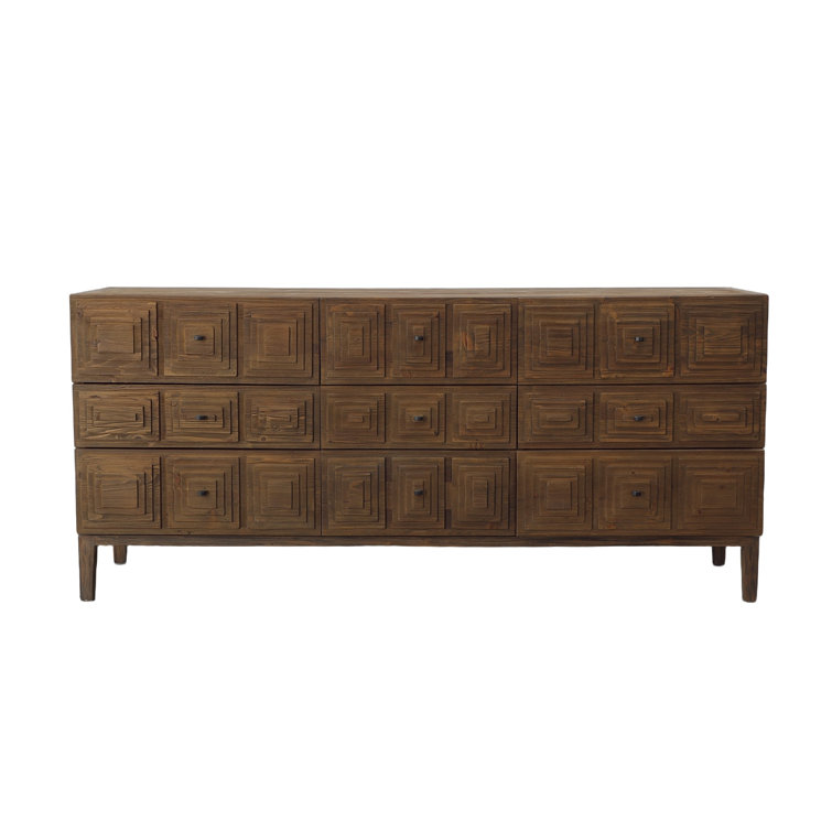 Preston 9-Drawer Solid Pine Wood Sideboard