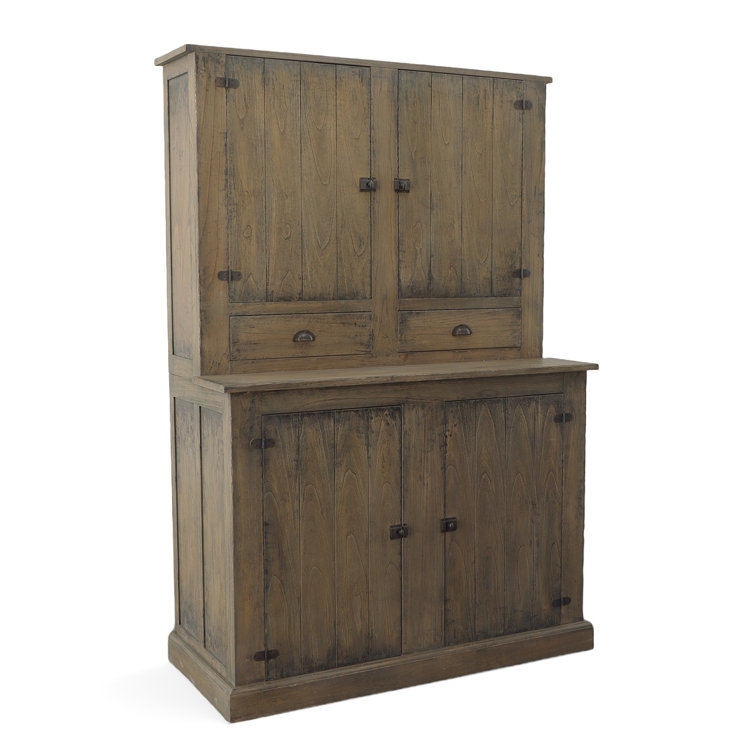 Brewster 81.5" Driftwood Pine Kitchen Pantry with Black Hardware