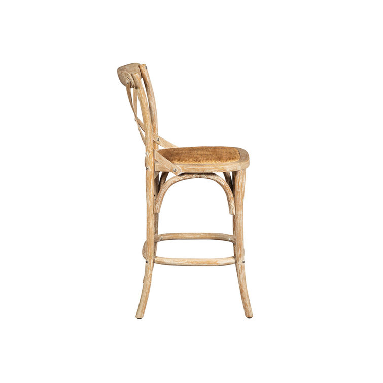 Natural Oak and Banana Leaf Woven Counter Stool