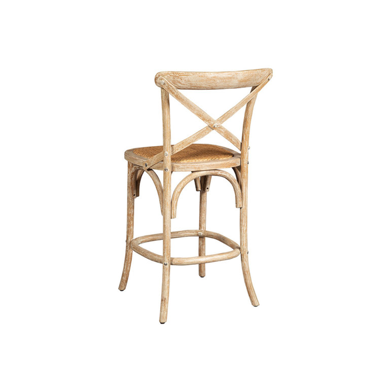 Natural Oak and Banana Leaf Woven Counter Stool