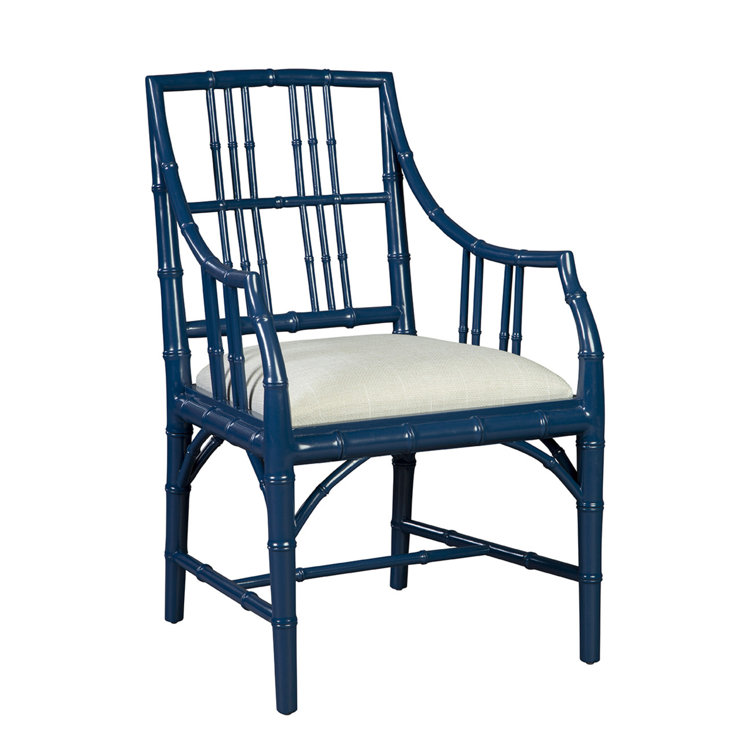 Blue Mahogany Chippendale Arm Chair with Cushions