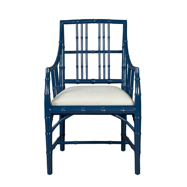 Blue Mahogany Chippendale Arm Chair with Cushions