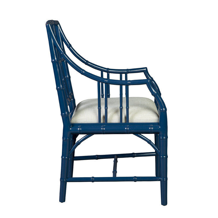 Blue Mahogany Chippendale Arm Chair with Cushions