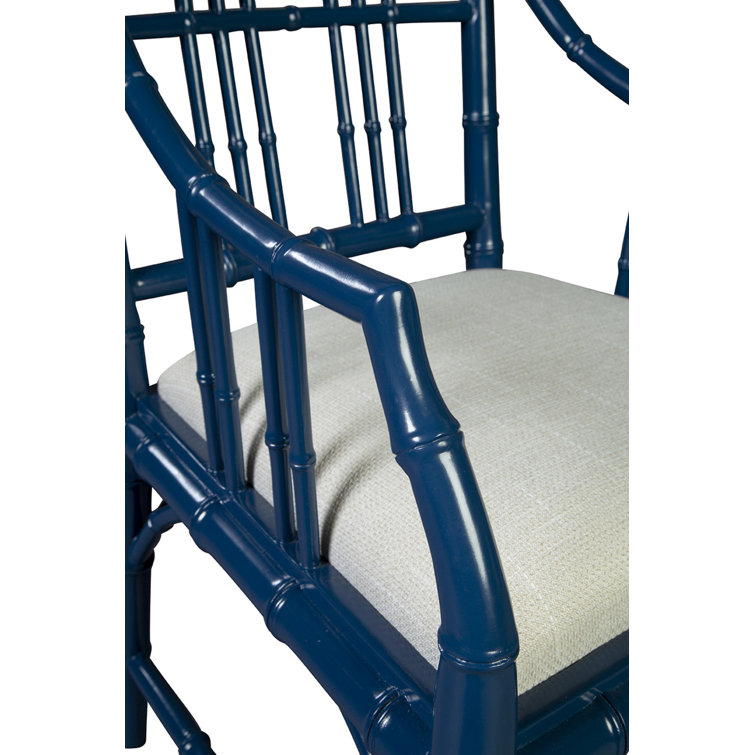 Blue Mahogany Chippendale Arm Chair with Cushions