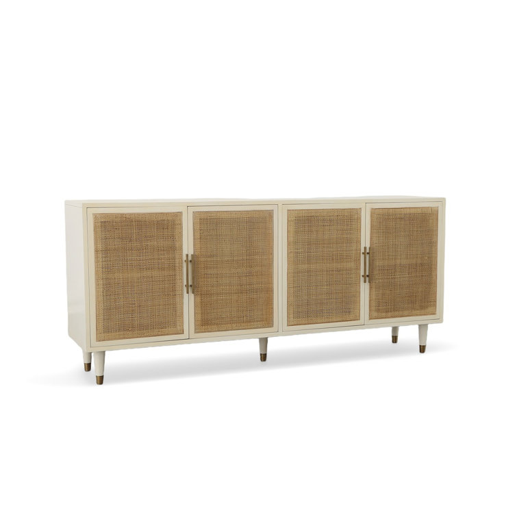 Cream Mahogany Sideboard with Caned Doors