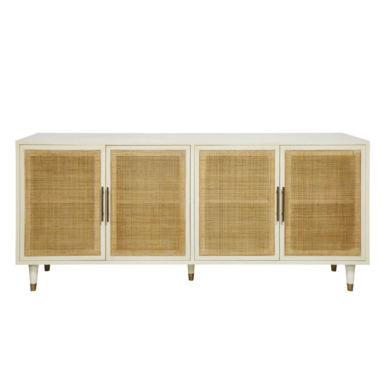 Cream Mahogany Sideboard with Caned Doors
