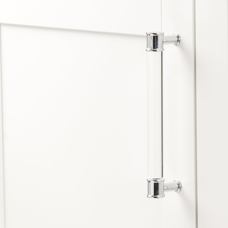 Chrome and Acrylic Modern Bar Cabinet Handle, 7 Inch