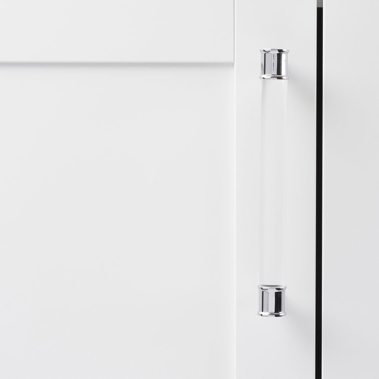 Chrome and Acrylic Modern Bar Cabinet Handle, 7 Inch