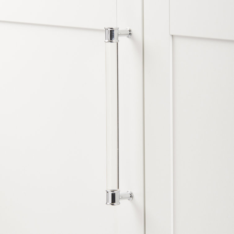 Chrome and Clear Acrylic Modern Bar Cabinet Handle