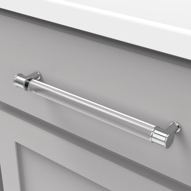 Chrome and Clear Acrylic Modern Bar Cabinet Handle