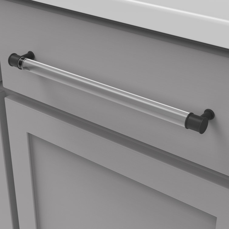 Matte Black and Clear 12" Solid Core Kitchen Cabinet Pulls
