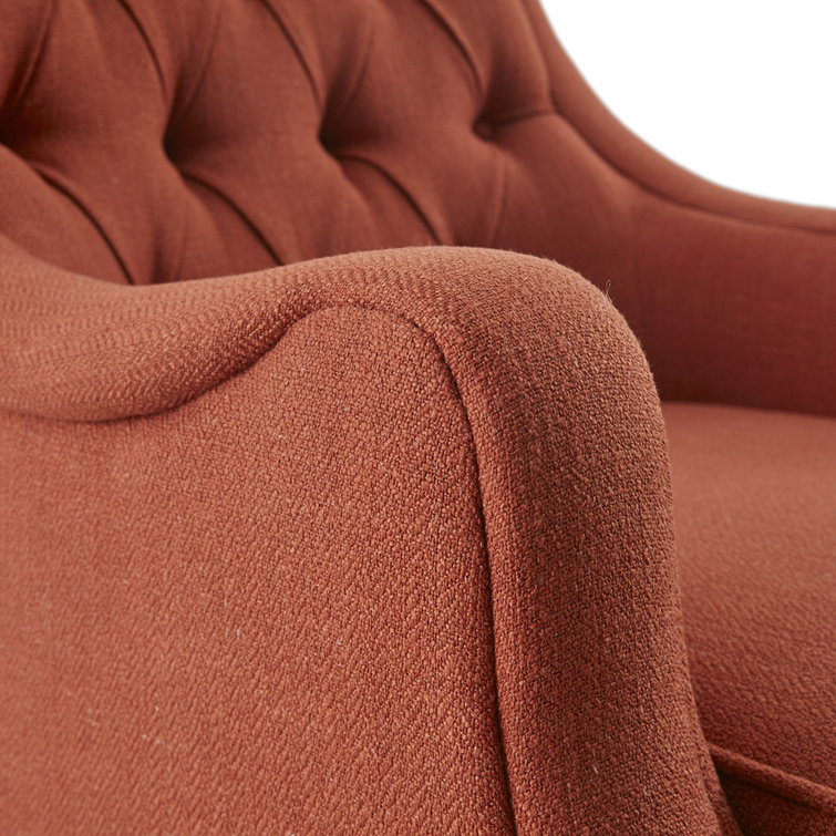 Elle Spice Tufted High-Curved Accent Chair with Dark Coffee Legs