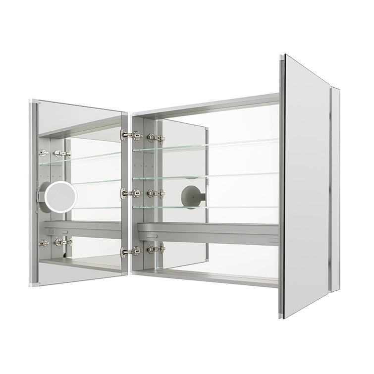 Royale 48'' Wide Mirrored Medicine Cabinet with LED Makeup Mirror