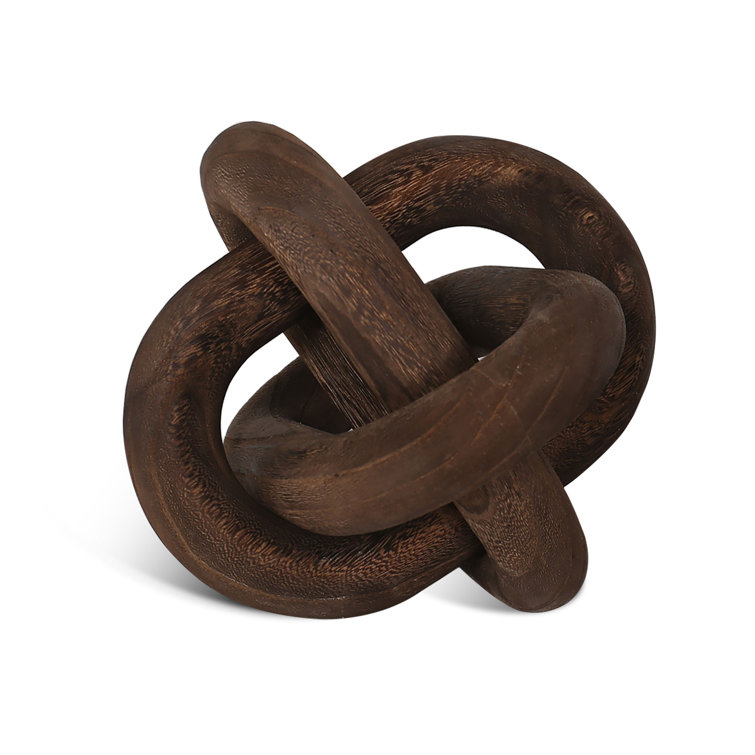 Devante Dark Brown Paulownia Wood Knot Sculpture, 9.5 Inches