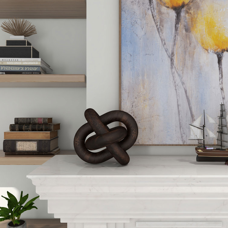 Devante Dark Brown Paulownia Wood Knot Sculpture, 9.5 Inches