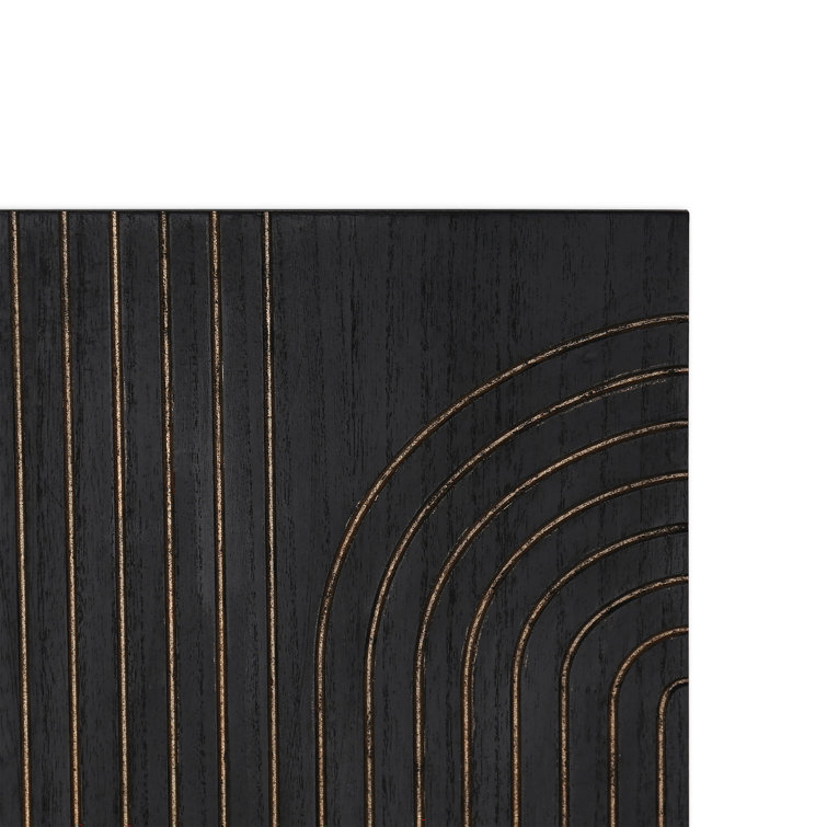 Asher Black Carved Wood Geometric Wall Decor Set