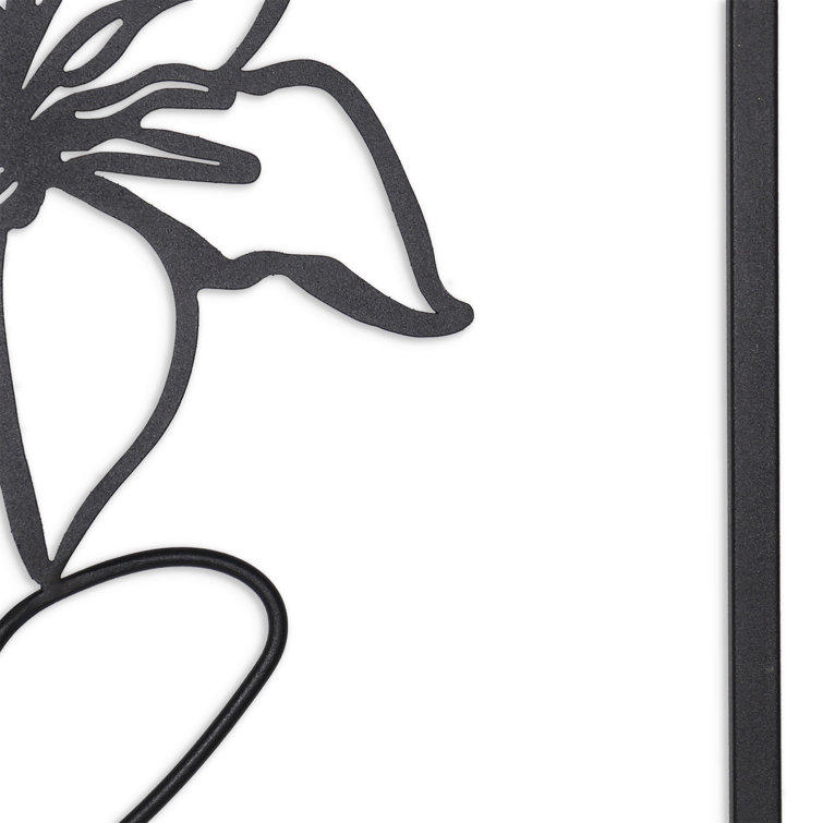 Black Iron Floral Face Line Art Wall Decor