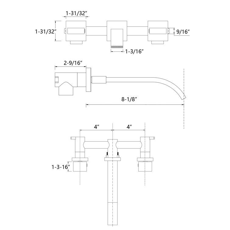 Matte Black Wall Mount Bathroom Faucet with Dual Handles