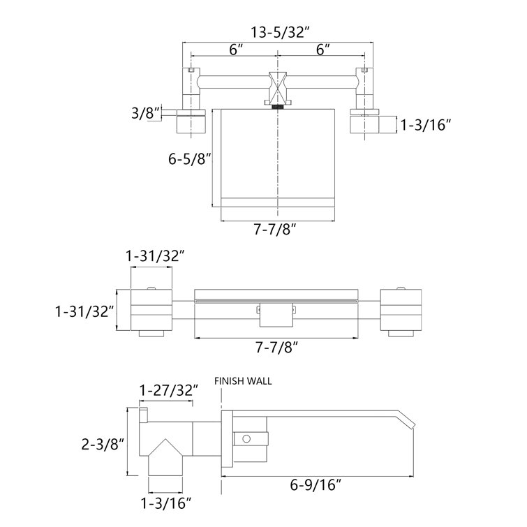Elegant Chrome Dual-Knob Waterfall Wall Mount Bathtub Faucet