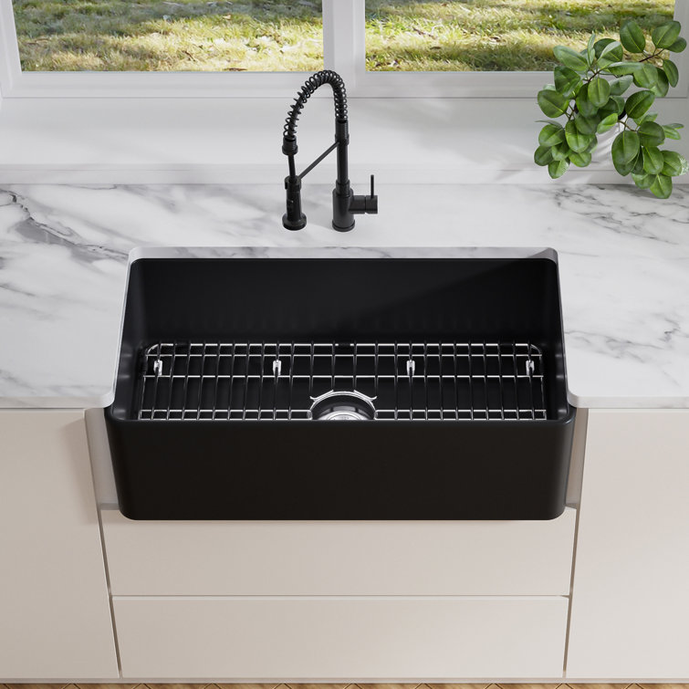 Matte Black Fireclay Farmhouse Single Bowl Kitchen Sink