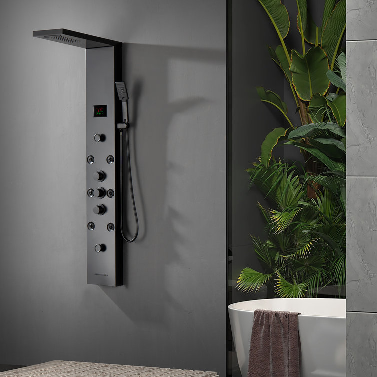 Matte Black 59'' Multi-Function Shower Panel System