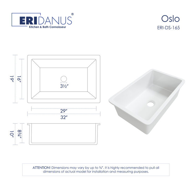 Oslo White Fireclay Single Bowl Drop-In Kitchen Sink