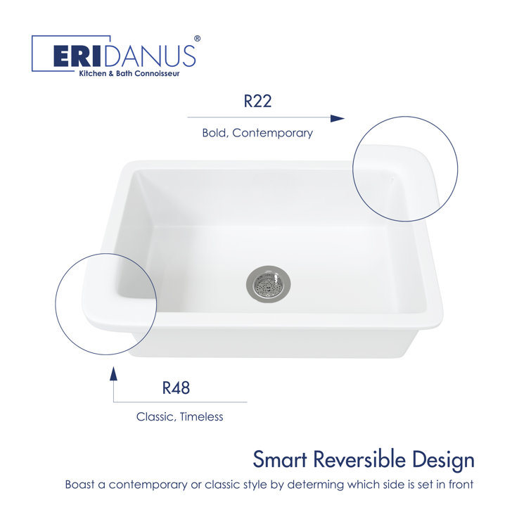 Oslo White Fireclay Single Bowl Drop-In Kitchen Sink