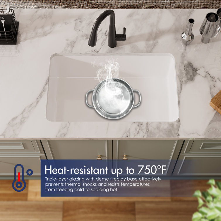 Oslo White Fireclay Single Bowl Drop-In Kitchen Sink