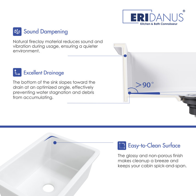 Oslo White Fireclay Single Bowl Drop-In Kitchen Sink