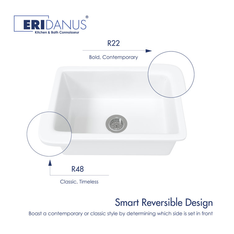 Oslo White Fireclay Single Bowl Drop-In Kitchen Sink