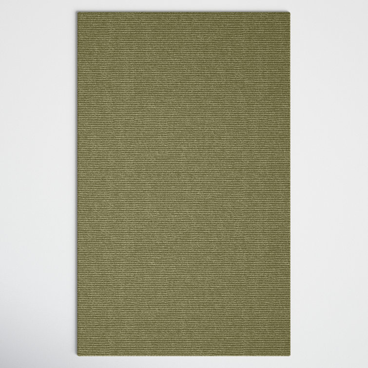 Handmade Geometric Wool Rectangular Rug, 3'3" x 5'3", Sage